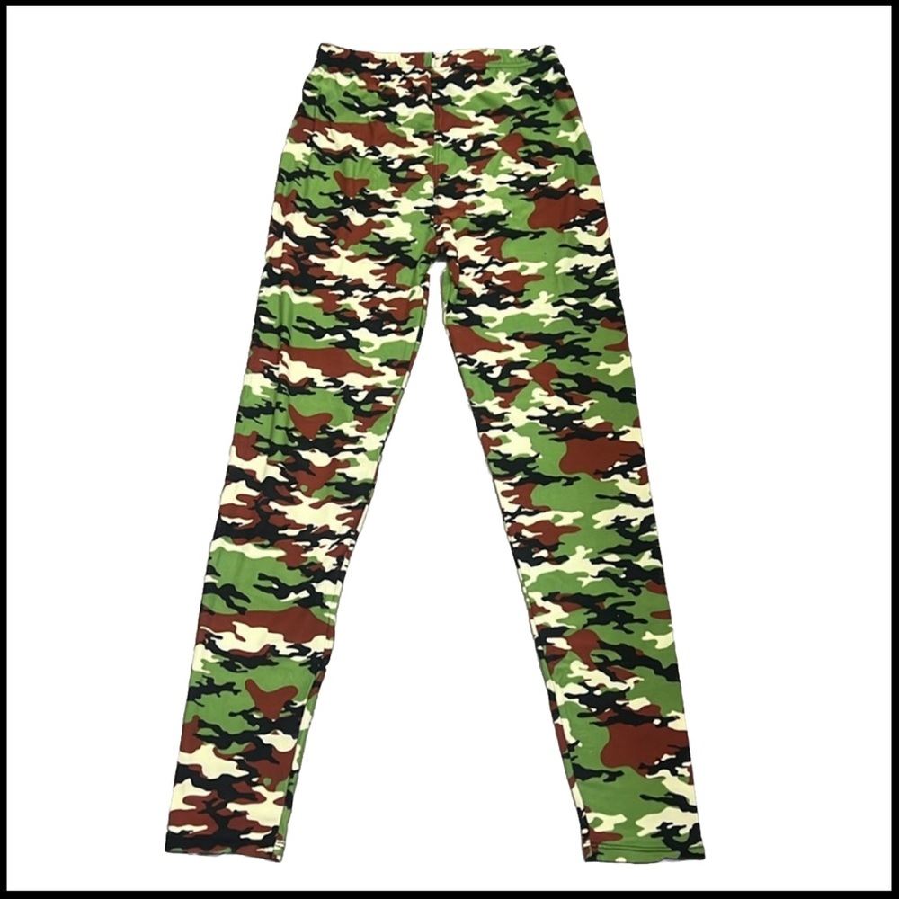 Leggings Depot Green and Brown Camouflage Leggings